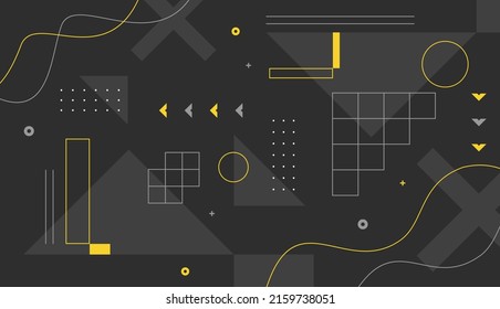 Flat abstract dark background with geometric bright color shapes vector