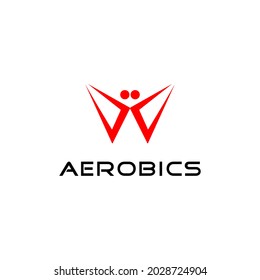 Flat abstract design logo for aerobics or fitness activity symbol