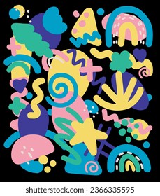 Flat abstract doodle background vector
