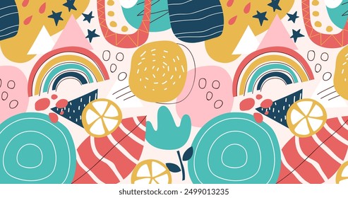 Flat abstract doodle pattern design vector design in eps 10