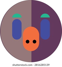 Flat Abstract Face Isolated .
