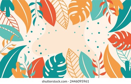 Flat abstract floral leaves background