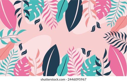 Flat abstract floral leaves background