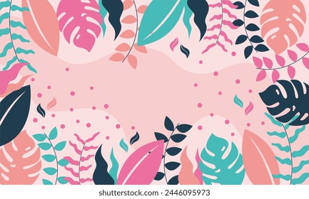 Fondo de hojas florales abstractas planas