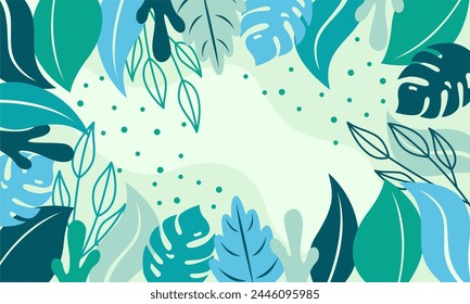 Flat abstract floral leaves background