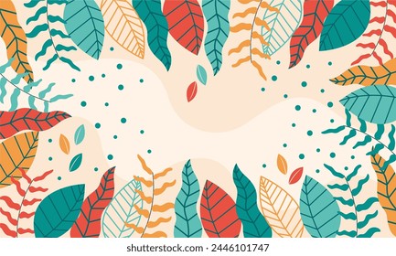 Flat abstract floral leaves background