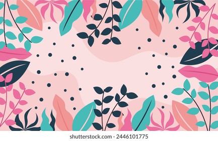 Flat abstract floral leaves background