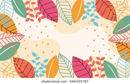 Fondo de hojas florales abstractas planas