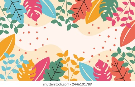 Flat abstract floral leaves background