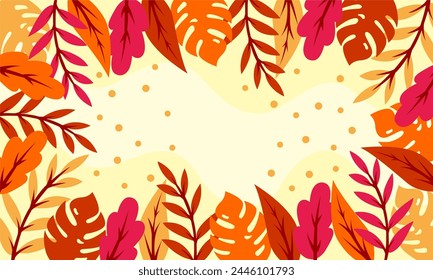 Flat abstract floral leaves background
