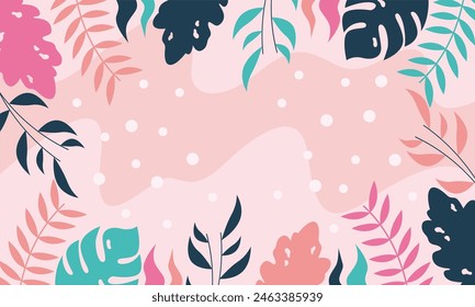 Fondo de hojas florales abstractas planas