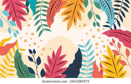 Fondo de hojas florales abstractas planas