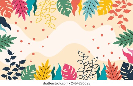 Flat abstract floral leaves background