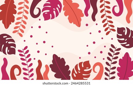 Flat abstract floral leaves background
