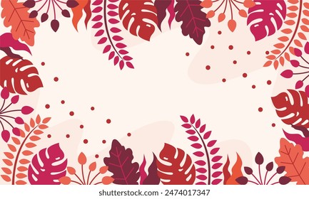 Flat abstract floral leaves background