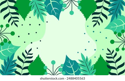 Flat abstract floral leaves background
