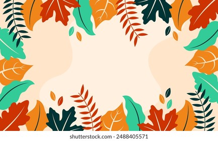 Flat abstract floral leaves background