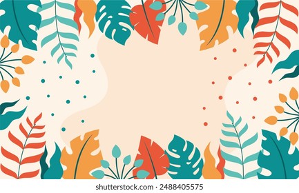 Flat abstract floral leaves background