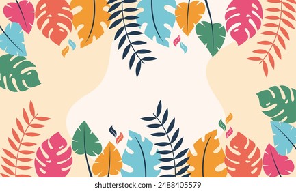 Flat abstract floral leaves background