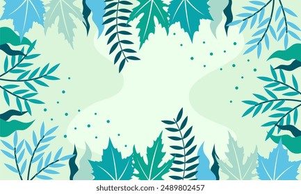 Flat abstract floral leaves background
