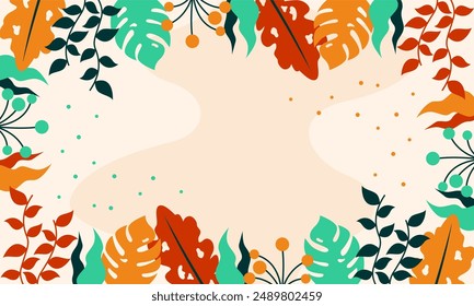 Fondo de hojas florales abstractas planas