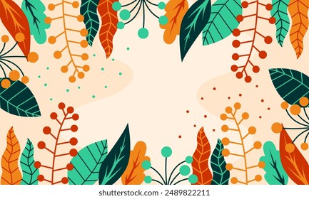 Flat abstract floral leaves background