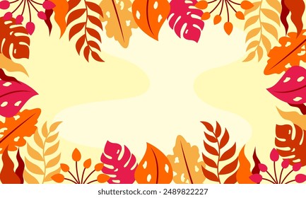 Flat abstract floral leaves background