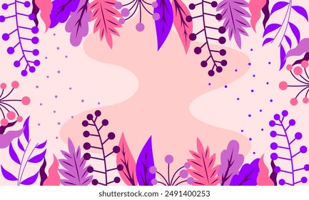 Flat abstract floral leaves background

