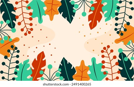 Flat abstract floral leaves background

