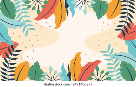 Flat abstract floral leaves background

