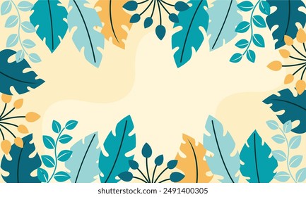 Flat abstract floral leaves background

