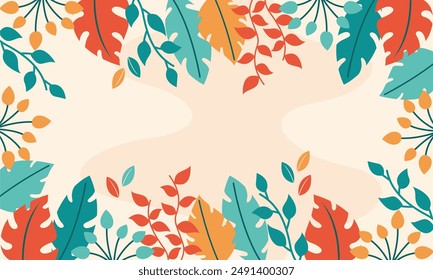 Flat abstract floral leaves background


