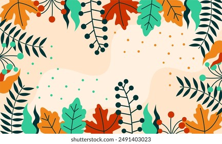 Fondo de hojas florales abstractas planas