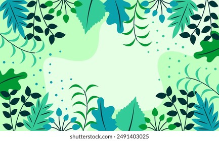 Flat abstract floral leaves background