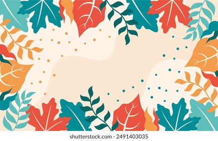 Flat abstract floral leaves background