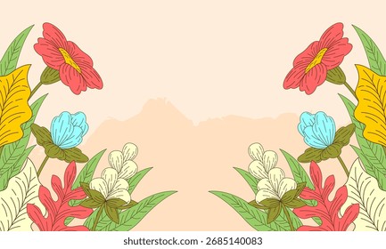 Fondo de hojas florales abstractas planas