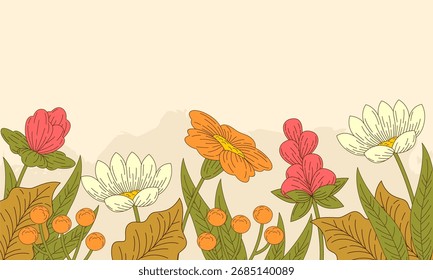 Fondo de hojas florales abstractas planas