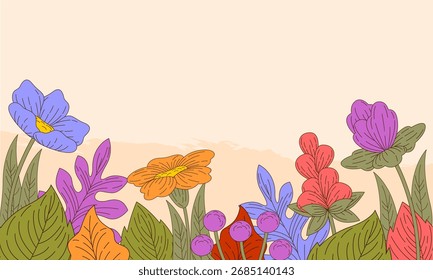 Flache abstrakte florale Blätter Hintergrund