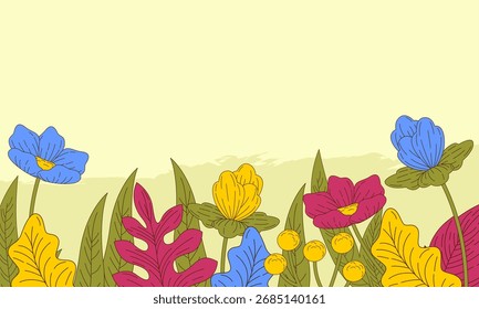 Fondo de hojas florales abstractas planas