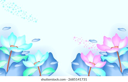 Flat abstract floral leaves background