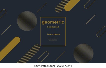 flat abstract geometric background with gold and black color