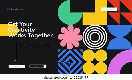 Flat Abstract Geometric Landing Page Web Design