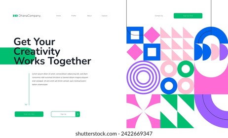 Flat Abstract Geometric Landing Page Web Design
