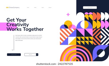 Flat Abstract Geometric Landing Page Web Design