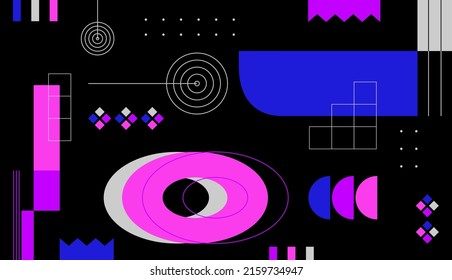 Flat abstract geometric vector design with black background