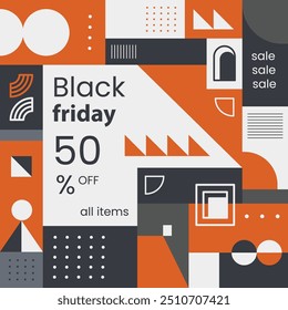 Flat abstract geomtetric Black Friday sale for poster, banner and background.
