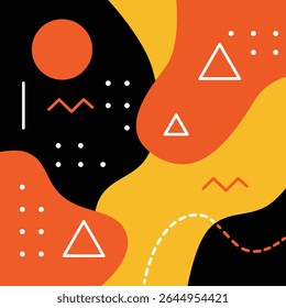 Flat Abstract Graphic Background with Orange Yellow Black - for Creatives Seeking Modern Digital Art for Social Media and Banners