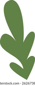 Flat abstract green leaf in rounded shape, perfect for nature-themed illustrations, botanical designs, eco-friendly graphics, or decorative icons.