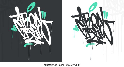 Flat Abstract Hip Hop Hand Written Urban Street Art Graffiti Style Word Ironcrew Vector Illustration Art