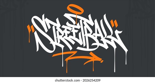 Flat Abstract Hip Hop Hand Written Urban Street Art Graffiti Style Word Streetball Vector Illustration Art